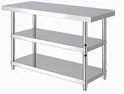 GUAWJRZDP Stainless Steel Kitchen Worktop, Food Preparation Workbench, Kitchen Catering Commercial Table, Adjustable Heavy Duty Food Prep Table, with Under Shelf, for Restaurant Home Hotel(L90xW40cm/3