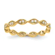 Solid Real 14k Tri-color Gold 1/6CT Vintage Pave Size 6 CZ Eternity Wedding Band Ring