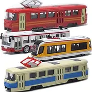 OTONOPI Toy Train Set Subway Bullet Train High Speed Locomotive Engine Die Cast Model Car for Kids Pack of 4