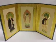 Tripartite Honzon, for Jodo Shu use, Sato Buddhist Goods Store, Made in Japan.