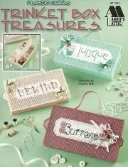 Trinket Box Treasures Plastic Canvas Baby Stuff Box Buttons Junque Pencil Crayon