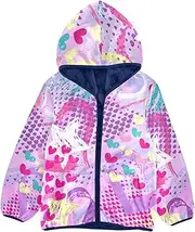 [GuoChe] Girls Sherpa Lined Hoodie 1970s Disco Retro Grunge Graffiti Toddler Girls Winter Coat Navy Blue Girls Fleece Zip