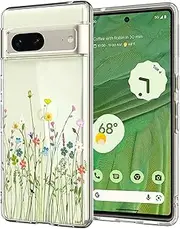 [Unov] Compatible with Pixel 7 Case Clear with Design Soft TPU Shock Absorption Slim Embossed Pattern Protective Back Cover for Pixel 7 5G 6.3inch (Flower Bouquet)