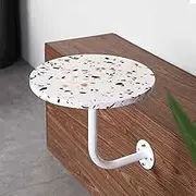 Modern Style Round Cocktail Bar Table with White Terrazzo Finish Top and Iron Base for Pub Bistro Cafe Stylish Furniture for Wall Mounted Coffee Table and Dining Area