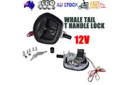 Black Power Operated Central Locking Handle Whale Tail Lock Recessed Folding 12V