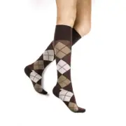 Rejuva 15-20 mmHg Graduated Compression Socks Chestnut Argyle Men/Women XL NEW