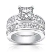 4.50 Ct Princess Cut Diamond Engagement Set Ring In Channel Setting
