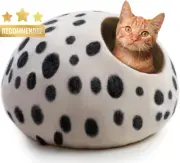 Merino Wool Cat Cave Bed Foldable Eco-Friendly Indoor Cozy Pod
