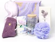 Mum Mothers Day Gifts, Gifts for Women, Birthday Gifts, Self Care Gifts, Get Well Soon Gifts, Purple Care Package with Eye Mask, Flower Bath, Cup, Towel, Unique Gifts for Women, Mom, Her, Sister, Wife, Girlfriend (L)