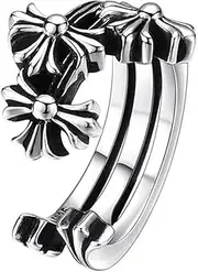 TYMONT Sterling Silver Crusader Flower Adjustable Ring,Fashion S925 Sterling Silver Men's Ring,Silver,11