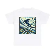 Unisex Adult T Shirt Vintage Style Snowboarder Snow Mountain Sleek Steez Retro