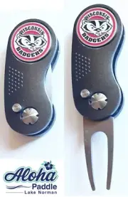 GOLF SWITCHBLADE WISCONSIN BADGERS Divot Repair Tool + Ballmarker GrayWhite