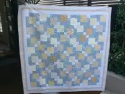 Handmade patchwork Quilt. Grey & cream 9 patch (#181)