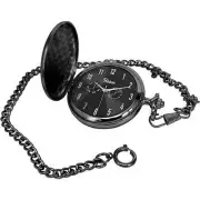 Blekon Classic Quartz Pocket Watch w/ Arabic & Roman Numerals, Date/Day, Chain