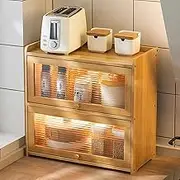 Small Kitchen Pantry Cabinet Tabletop Cupboard with Two Floors for Spice Jars and Coffee Bar Storage Freestanding Countertop Buffet Sideboard (42 CM)