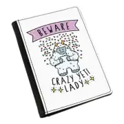 Beware Crazy Yeti Lady Passport Holder Cover Case Wallet - Funny Monster