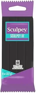 SCULPEY Polyform 439311 III - 227g/8oz - Black Polymer Clay Accessory