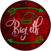 Big Elf Novelty Round Circular Metal Sign 8" Home Garage Wall