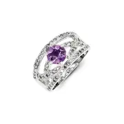 Sterling Silver Diamond and Amethyst Ring