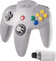 KIWITATA N64 Wireless Controller, 2.4GHZ Wireless N64 Remote Joystick Game Controller Gamepad Compatible with N64 System Video Console (Gray)