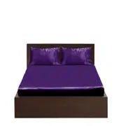 Violet Casablanca Silky Satin Fitted Sheet Set