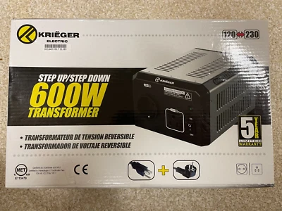Krieger 600 Watt Voltage Transformer, 120V/230V Step Up Step Down NEW IN BOX