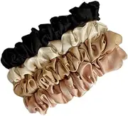 4-Pack Luxurious Silk Satin Scrunchies Set, Gentle Hair Ties, Ponytail Holders, Elastic Hair Bands, Soft Fabric, Ideal for All Hair Types