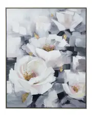 A&B Home Blooming White Florals Framed Hand-Painted Wall Art
