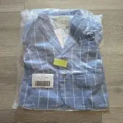 Janie and Jack THE TATTERSALL LINEN-COTTON BLAZER 18-24M Blue