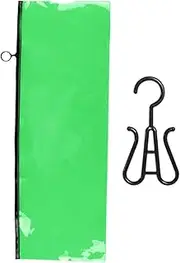 Gwtdtoad Wig Bag Storage with Hanger, Hair Extension Storage, Hair Hanger for Extensions, Dustproof Packaging Stand, Box, Zip, for the Closet, Salon, Pvc Dust Bag Large Green + Hook, see description