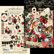 Graphic45 CURIOUSER & CURIOUSER (65pc) DIE-CUT EPHEMERA ASSORTMENT scrapbooking