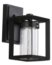 JONATHAN Y Nate 9.7in Outdoor Modern Cube Bubble Glass Metal Integrated LED Sconce
