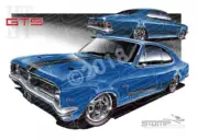 HOLDEN HT GTS MONARO MONZA BLUE A3 FRAMED PRINT (HC68)