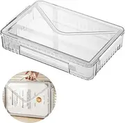 [Marte Vanci] Plastic Storage Bin with Lid Portable Project Case with Handle Clear Storage Box File Document Protector Stackable Container for A4 Letter Paper Photo Craft Scrapbook（White Handle）