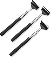 3pcs Black Telescopic Back Scratcher,Portable Extendable Stainless Steel Back Scratchers for Men Women