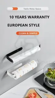 Kitchen Paper Towel Cling Wrap Holder Hanger Rack Organizer Under Cabinet Roll