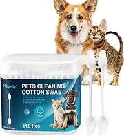 Hkpetie Cotton Swab for Pets, 110 pcs Dogs and Cats Ear Cleaner Swabs, Safety Ear Cleaning Tool, Specially Designed Cotton Sticks for Pets Ear Care