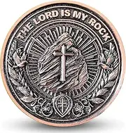 Christian Challenge Coin - 'The Lord is My Rock' Inspirational Faith Coin with Bible Verse Psalms 18:2-1.57 inch Metal Collectible Token