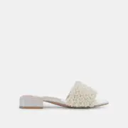 NIB Women's Dolce Vita Halie Pearl Flat Sandals in Vanilla