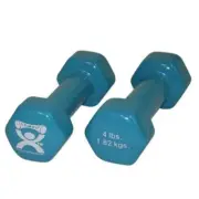 Fabrication Enterprises 10-0553-2 4 lbs Vinyl-Coated Iron Dumbbell Light Blu...