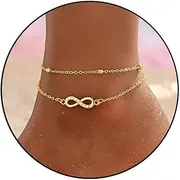 [HARJJME] Silver Gold Anklets for Women 925 Sterling Silver Ankle Bracelets for Women Adjustable Waterproof Women's Anklets Dainty Layered Boho Chain Set Rope Link Beach Foot Jewelry Gifts for Teen Girls