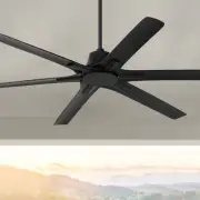 60" Casa Vieja Matte Black Damp Rated Ceiling Fan with Remote
