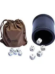 TW Handmade Black Leather Dice Cup With Carry Bag