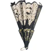 Black Spanish Style Wedding Lace Silk Folding Hand Held Flower Fan