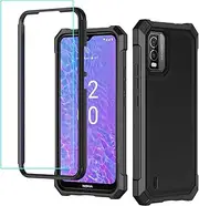 for Nokia C210 Case with Screen Protector,Nokia C210 Cell Phone Case Front Back Full Body Heavy Duty Protection,Frosted PC Back Soft Silicone Military Grade Shockproof Cover for Nokia C210 Black