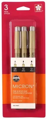 Sakura Pigma Micron Pens Assorted 3/Pkg-Black 50057