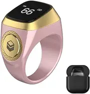 Muslim Digital Ring, Smart Tasbih Ring with OLED Display and Finger Counter, Tasbih Tally Clicker, Counter Prayer Reminder, Ring Bluetooth Digital Charging Box, 5 Prayer Time Reminders 18cm Pink