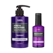 KUNDAL - Honey & Macadamia Protein Hair Treatment - 500ml + Hair Serum - 100ml Set - Cherry Blossom