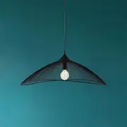 Maya Noir Elongated Basket Metal Pendant Light - Black