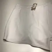 Boohoo Skort Womens Size 12 White Crossover Split Hem Pull On Stretch NWT